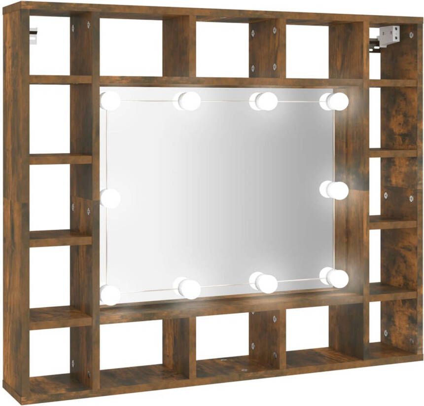 VidaXL Spiegelkast met LED-verlichting 91x15x76 5 cm gerookt eiken