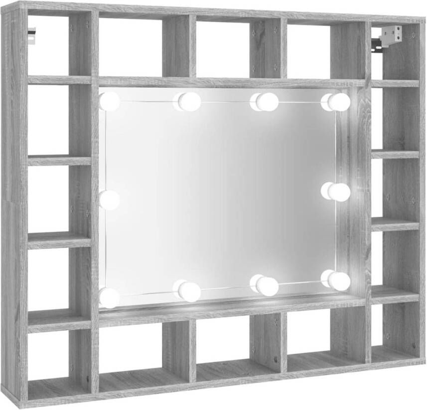 VidaXL Spiegelkast met LED-verlichting 91x15x76 5 cm grijs sonoma
