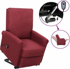 VidaXL Sta-op-stoel Verstelbaar Stof Wijnrood