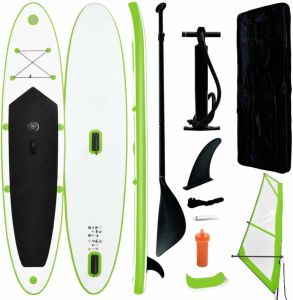 VidaXL Stand Up Paddleboard Met Zeilset Opblaasbaar Groen En Wit