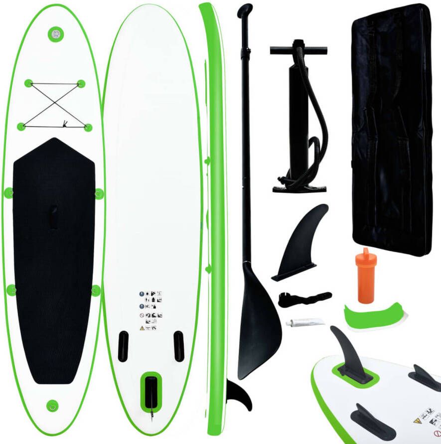 VidaXL Stand-up paddleboard opblaasbaar groen en wit