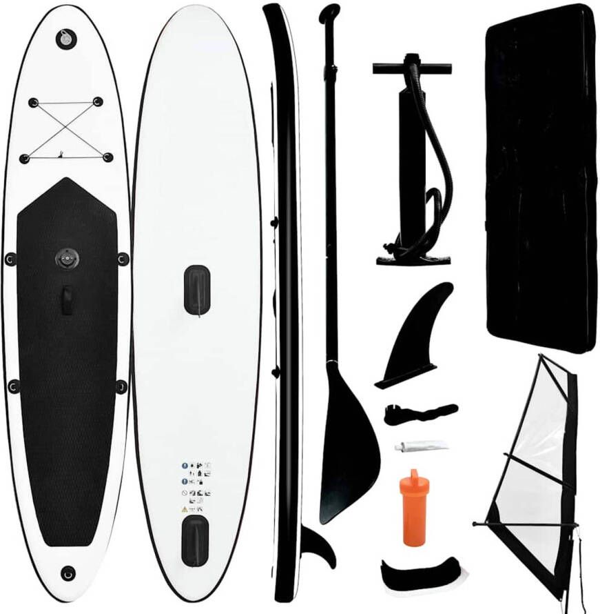 VidaXL Stand Up Paddleboard opblaasbaar met zeilset zwart en wit