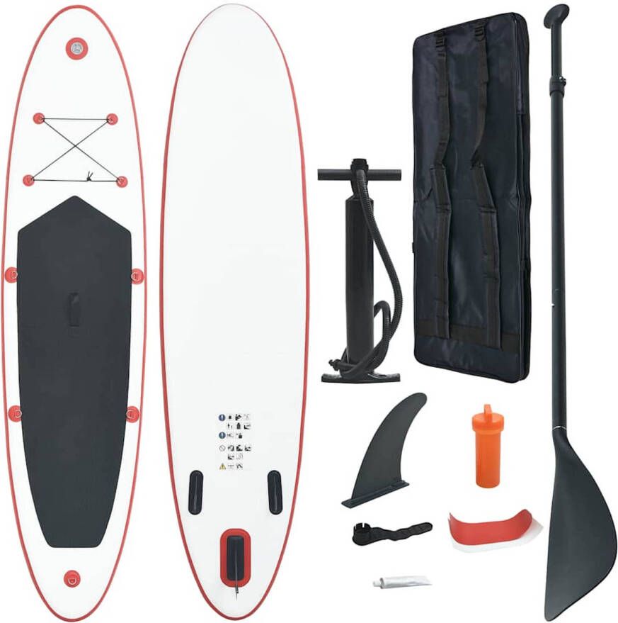 VidaXL Stand-up paddleboard opblaasbaar rood en wit