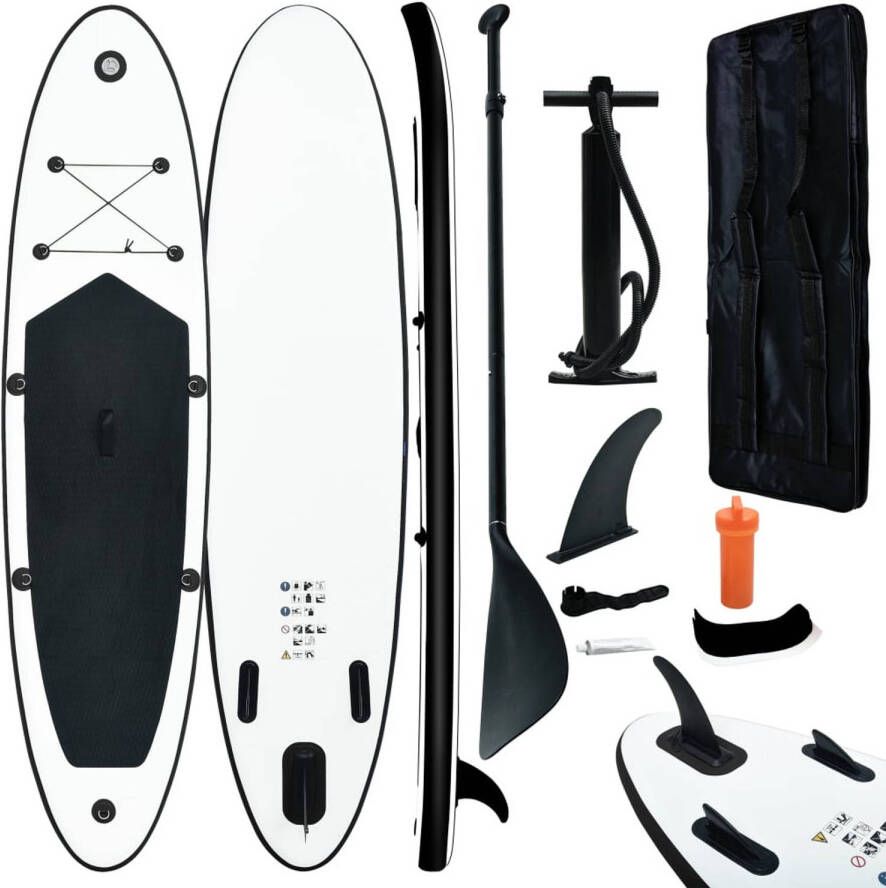 VidaXL Stand-up paddleboard opblaasbaar zwart en wit