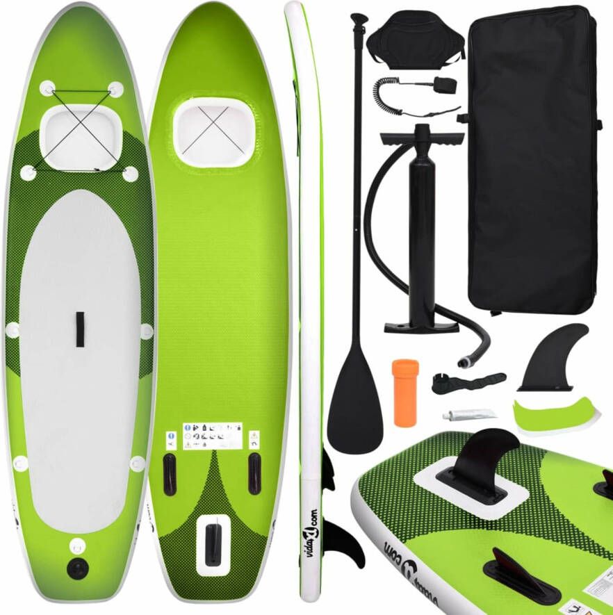 VidaXL Stand Up Paddleboardset opblaasbaar 300x76x10 cm groen