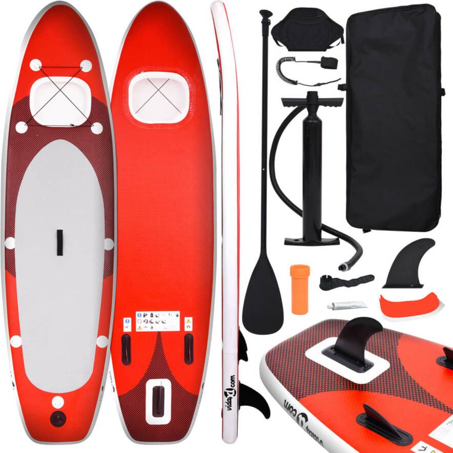 VidaXL Stand Up Paddleboardset opblaasbaar 300x76x10 cm rood