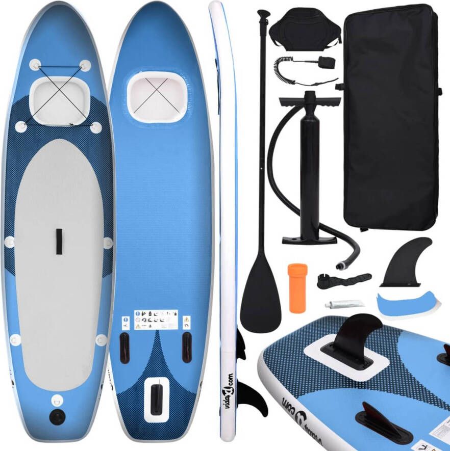 VidaXL Stand Up Paddleboardset opblaasbaar 300x76x10 cm zeeblauw