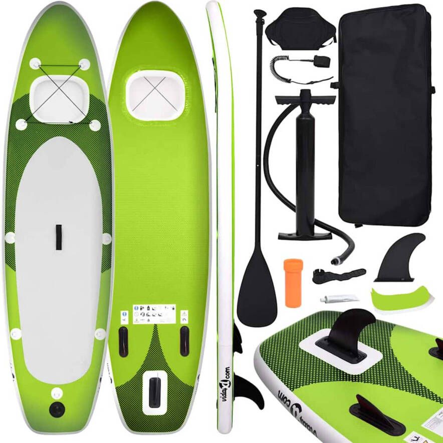 VidaXL Stand Up Paddleboardset opblaasbaar 360x81x10 cm groen