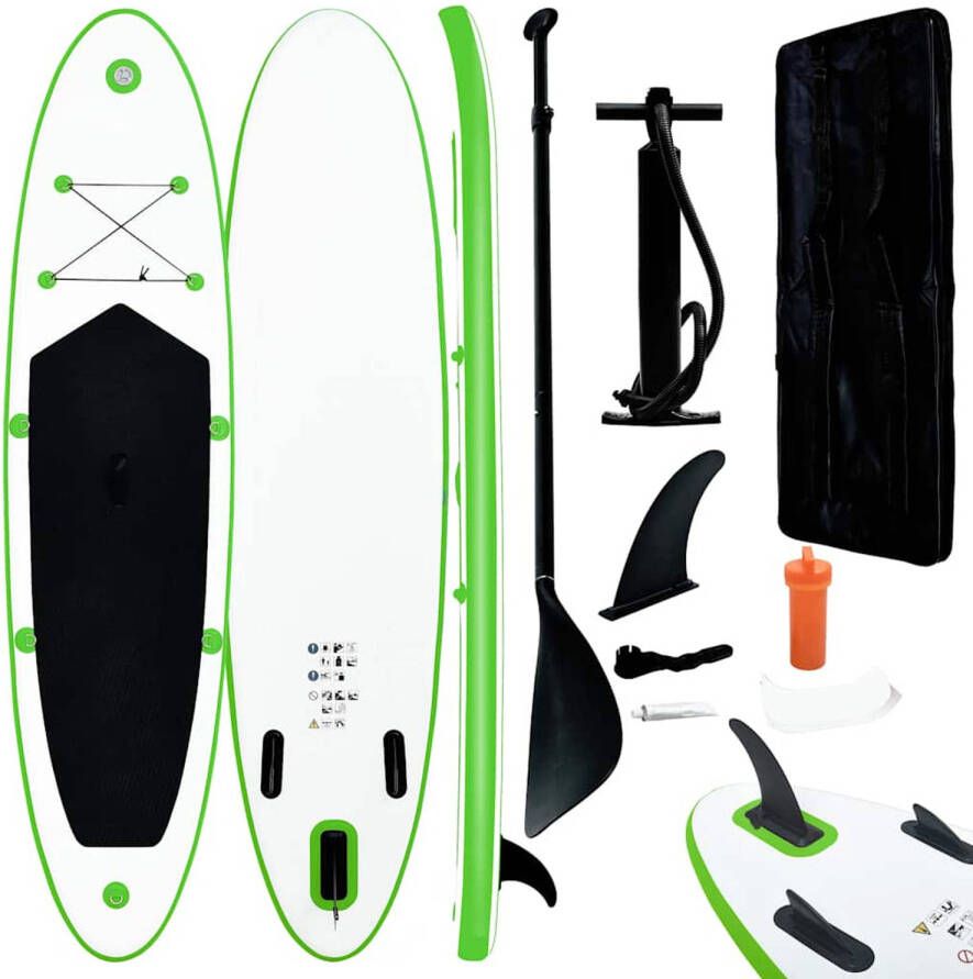 VidaXL Stand Up Paddleboardset opblaasbaar groen en wit