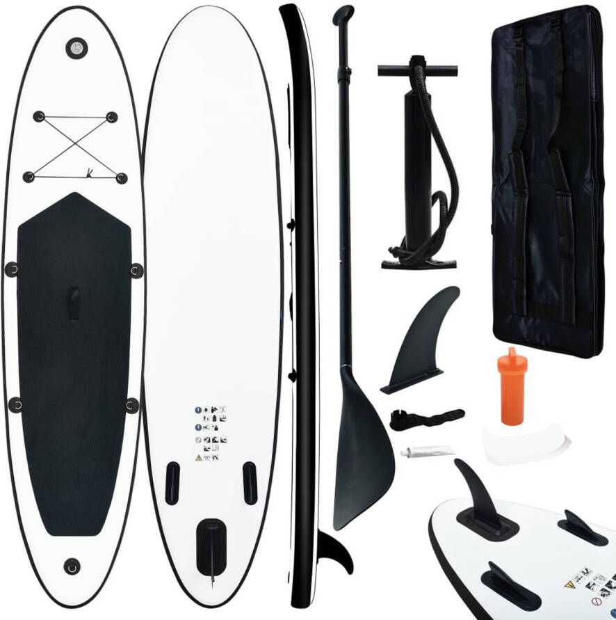 VidaXL Stand Up Paddleboardset opblaasbaar zwart en wit