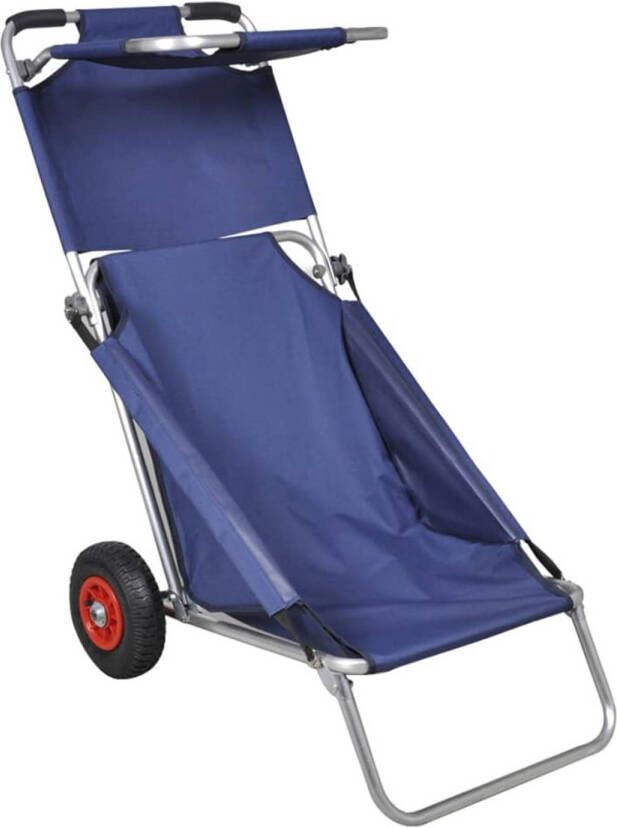 VidaXL Strandtrolley met wielen draagbaar en inklapbaar blauw