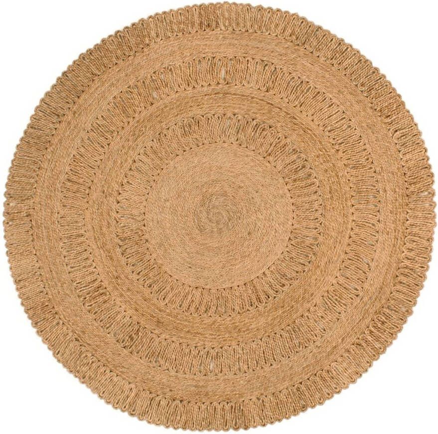 VidaXL Tapijt rond 150 cm gevlochten jute