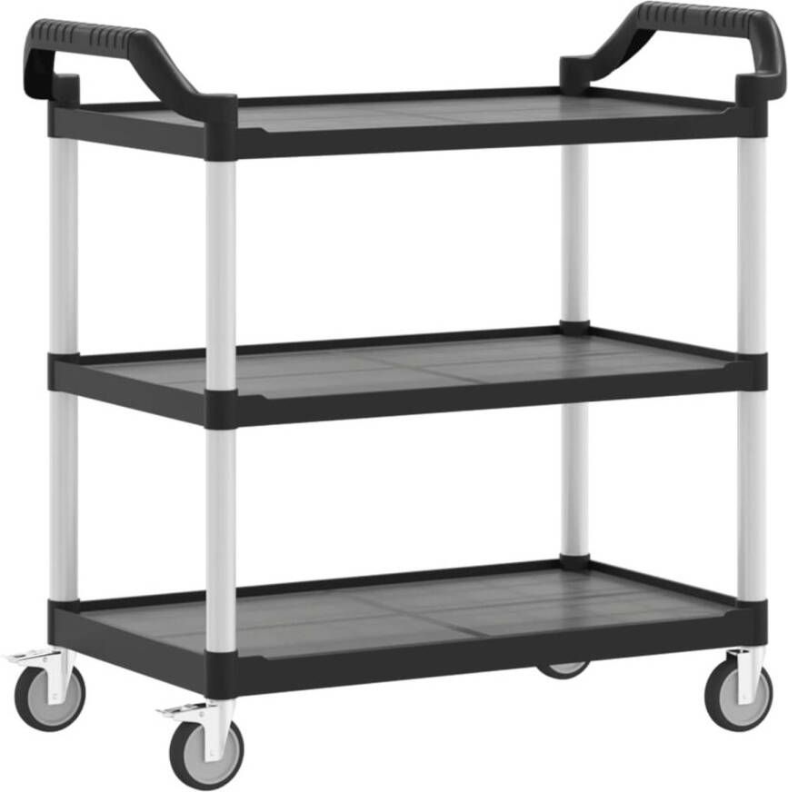 VidaXL Trolley 3-laags 99x50x96 cm aluminium zwart