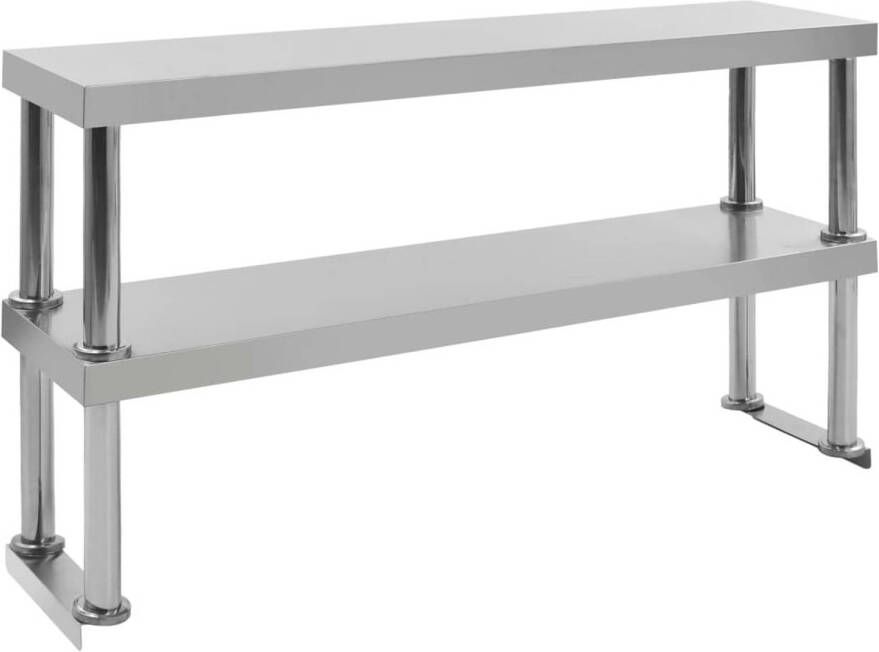 VidaXL Verhoging voor werktafel 2-laags 120x30x65 cm roestvrij staal