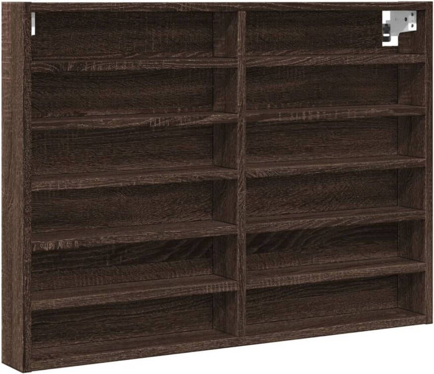 VidaXL Vitrinekast 80x8 5x58 cm bewerkt hout bruin eikenkleurig