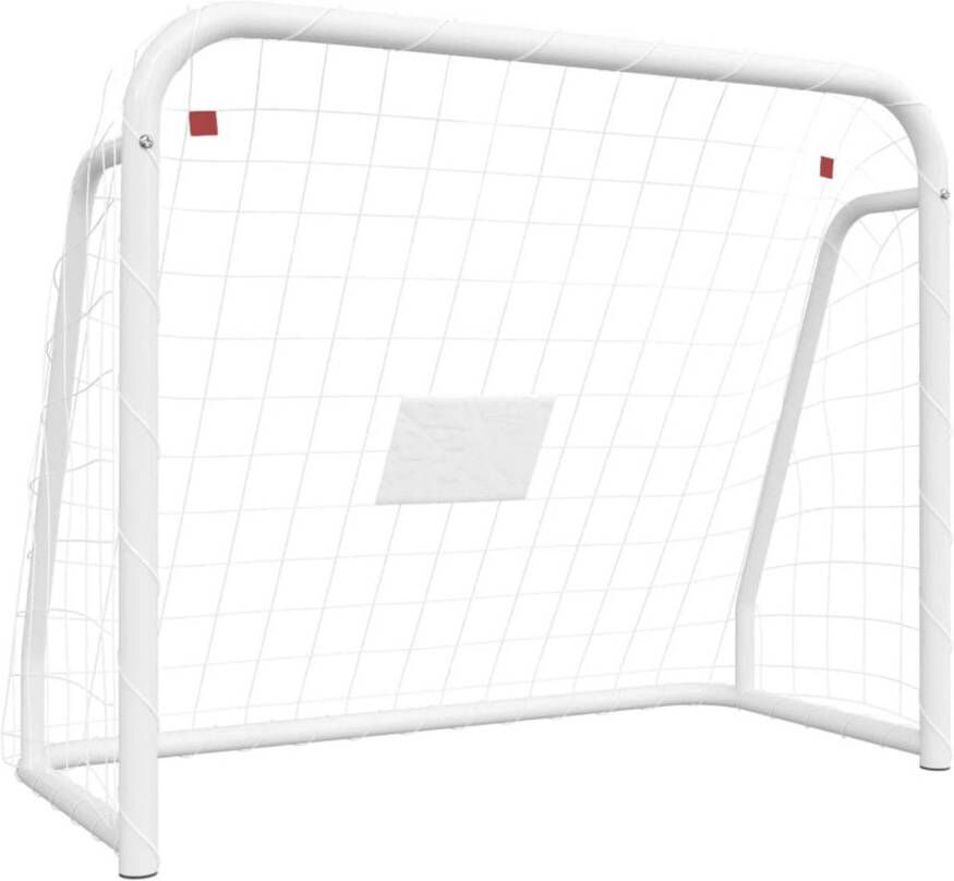 VidaXL Voetbaldoel met net 125x96x60 cm staal en polyester wit