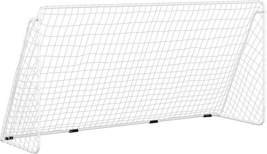 VidaXL Voetbaldoel met net 366x122x182 cm staal wit