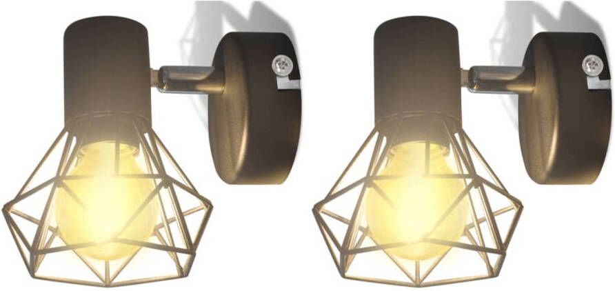 VidaXL Wandlampen 2 st met LED industri??le stijl zwart