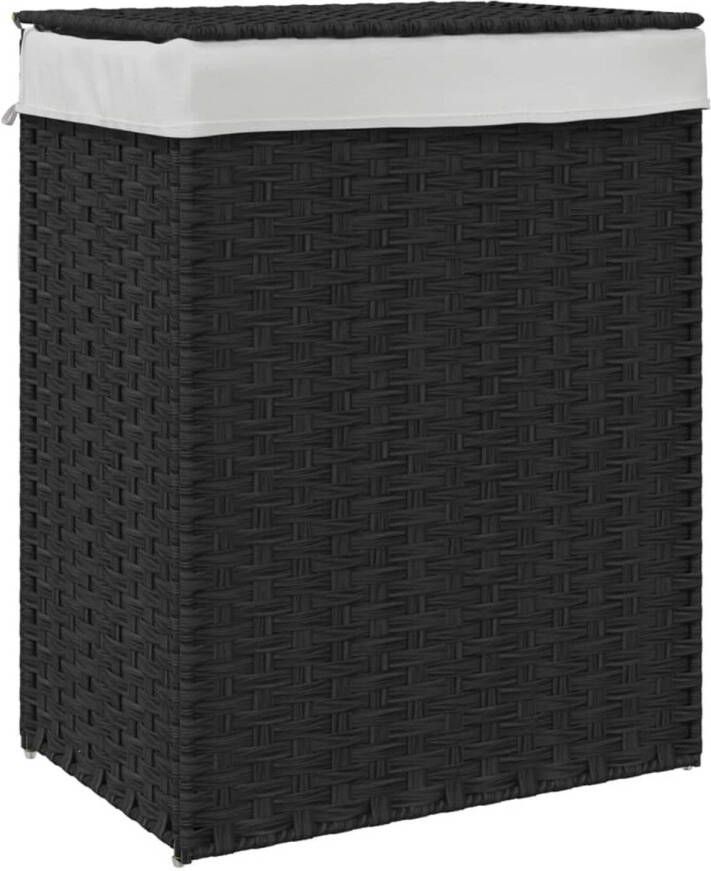 VidaXL -Wasmand-met-deksel-46x33x60-cm-poly-rattan-zwart