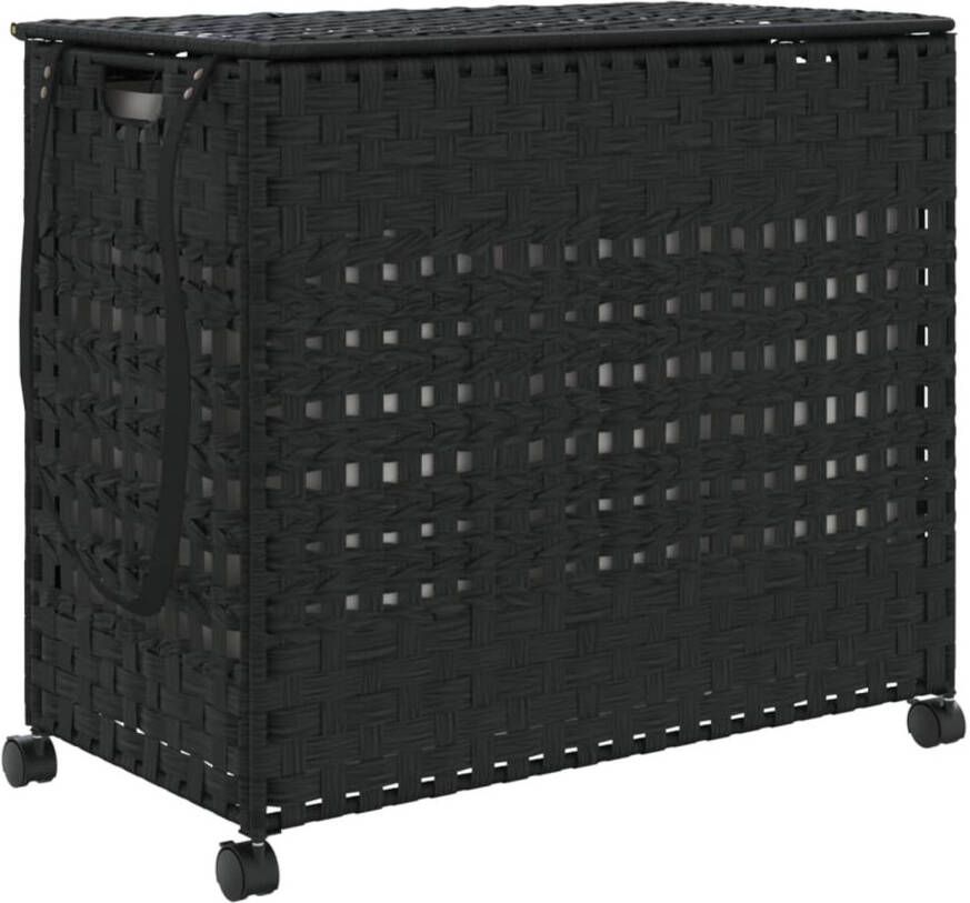 VidaXL -Wasmand-op-wielen-66x35x60-cm-rattan-zwart