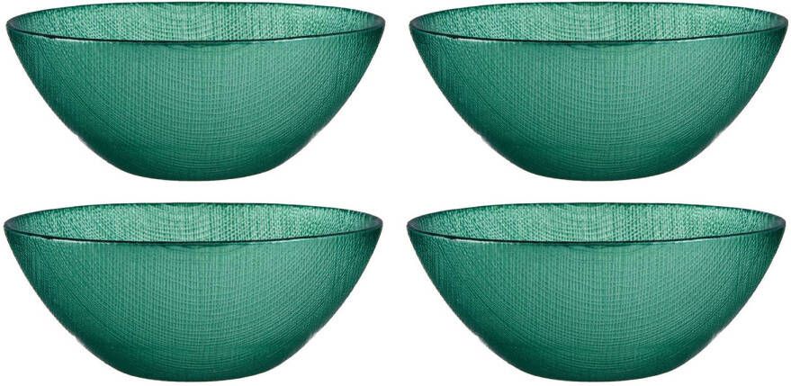 Vivalto Kommetjes serveer schaaltjes soepkommen 4x Murano glas D15 x H6 cm groen Stapelbaar