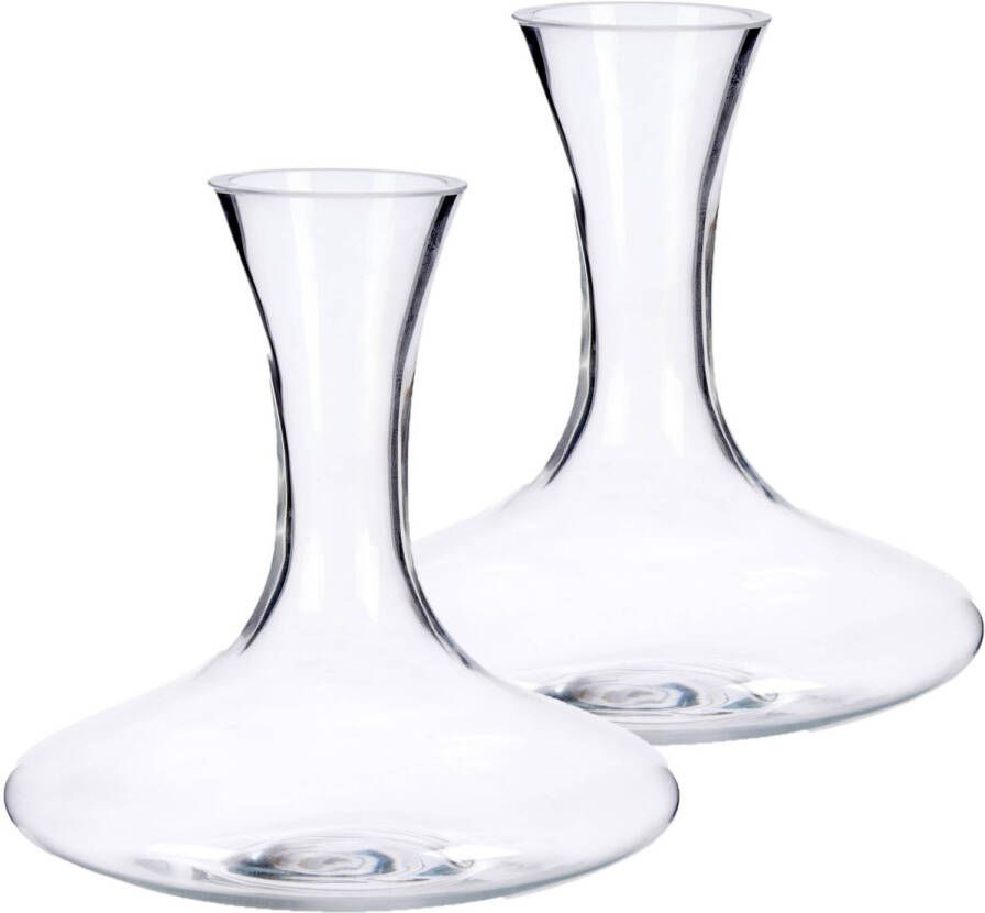 Vivalto Set van 2x stuks glazen wijn karaffen decanteer kannen 1 4 liter 21 x 21 cm Decanteerkaraf