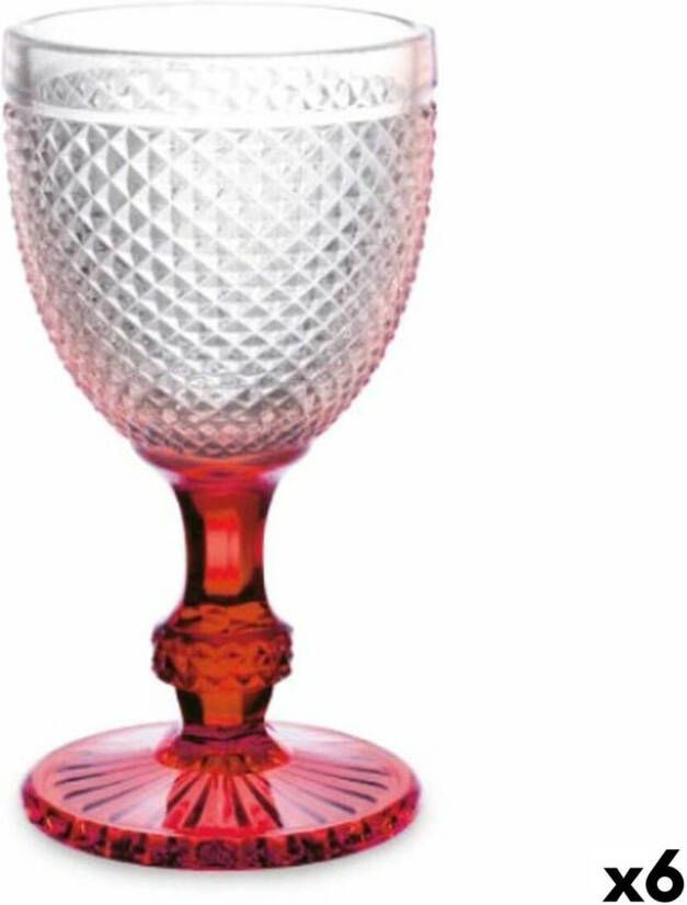 Vivalto Wijnglas Diamant Rood Transparant Glas 330 ml (6 Stuks)