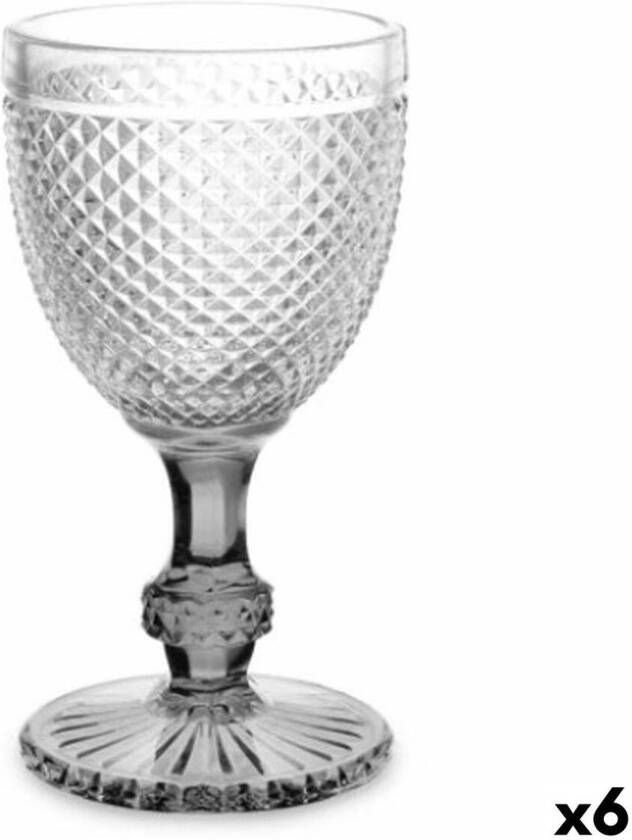 Vivalto Wijnglas Diamant Transparant Antraciet Glas 330 ml (6 Stuks)