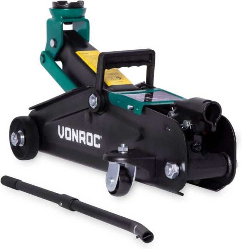 VONROC Autokrik – Garagekrik – 2 Ton – Max. 33 Cm. – Incl. Lange Hef Hendel