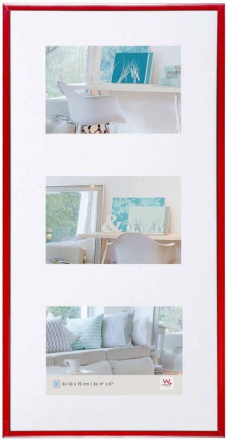 Your Decoration Fotolijst Drieluik Fotomaat 15x10cm Rood- Kunststof New Lifestyle