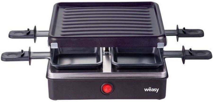 WEASY LUGA40 Raclette en grill voor 4 personen 600W Antiaanbaklaag 19 7x19 7cm Afneembare plaat