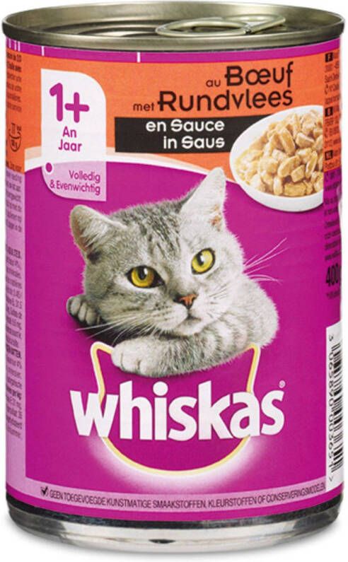 Whiskas 5 stuks! Blik Saus met Rund 400 g