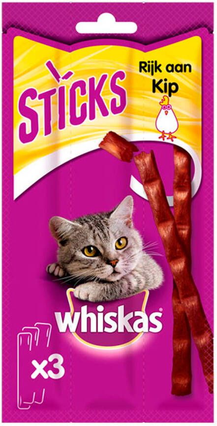 Whiskas Kattenvoer Sticks Kip 3-pack 18 g