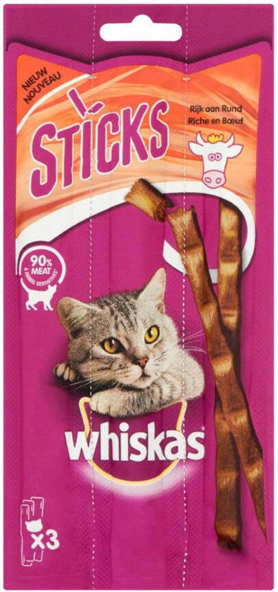 Whiskas Kattenvoer Sticks Rund 3-pack 18 g