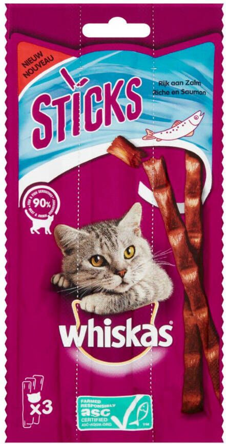 Whiskas Kattenvoer Sticks Zalm 3-pack 18 g