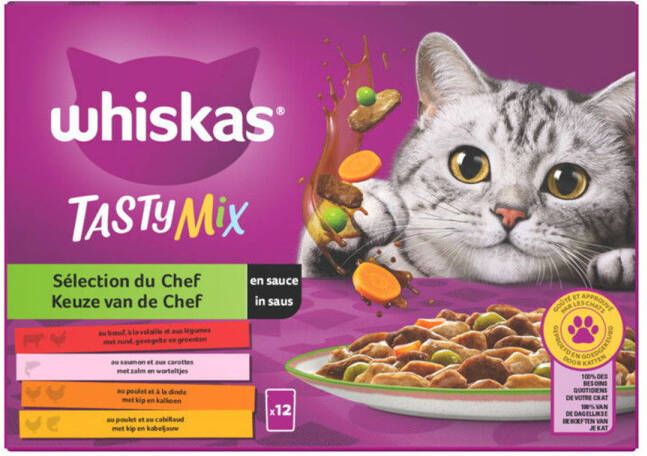 Whiskas Keuze van de Chef in saus maaltijdzakjes multipack 12x85g dierensnack