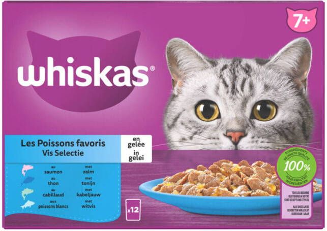 Whiskas Vis Selectie in gelei maaltijdzakjes multipack 12x85g dierensnack