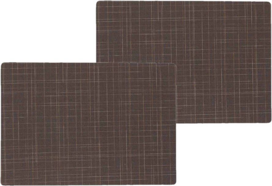 Wicotex 6x stuks stevige luxe Tafel placemats Liso bruin 30 x 43 cm Placemats