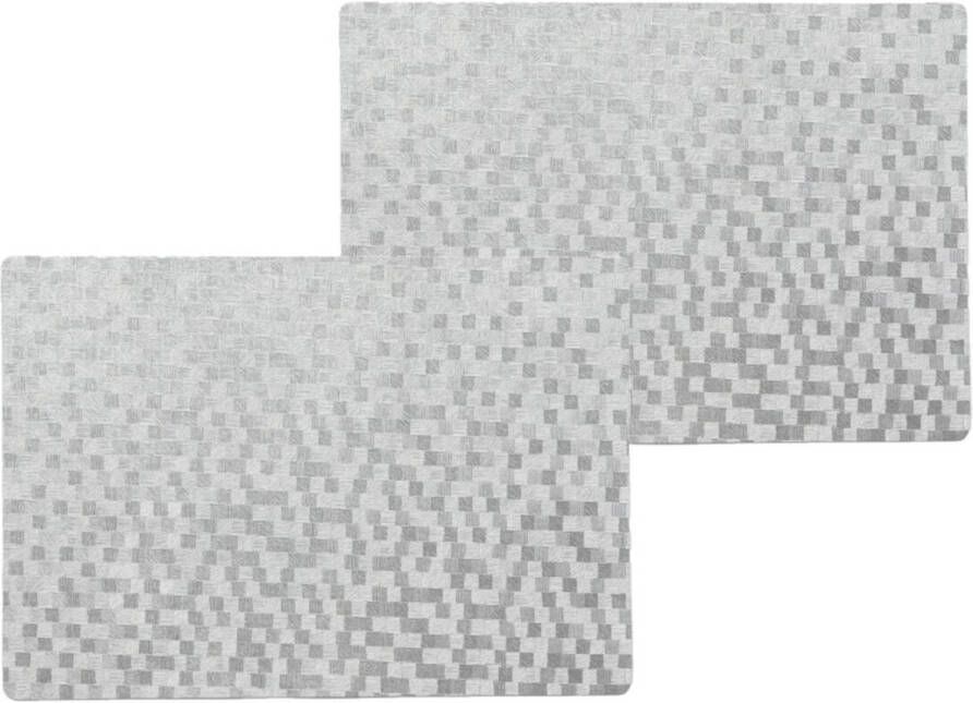 Wicotex 6x stuks stevige luxe Tafel placemats Stones zilver 30 x 43 cm Placemats
