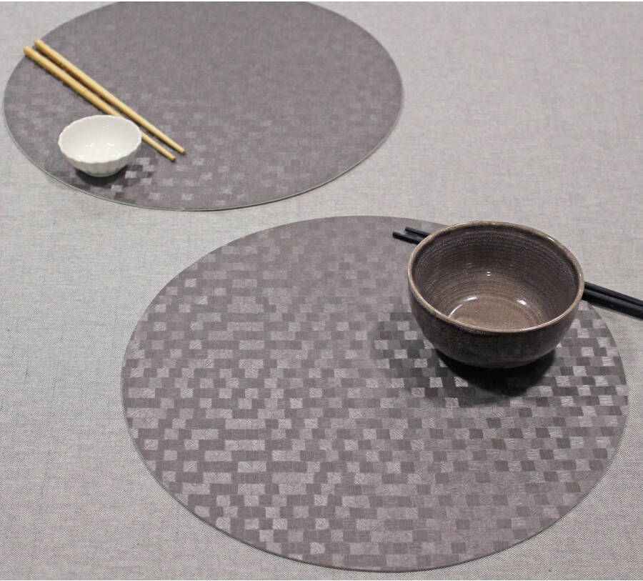 Wicotex -Placemats Dijon stone-rond-Placemat easy to clean 12stuks