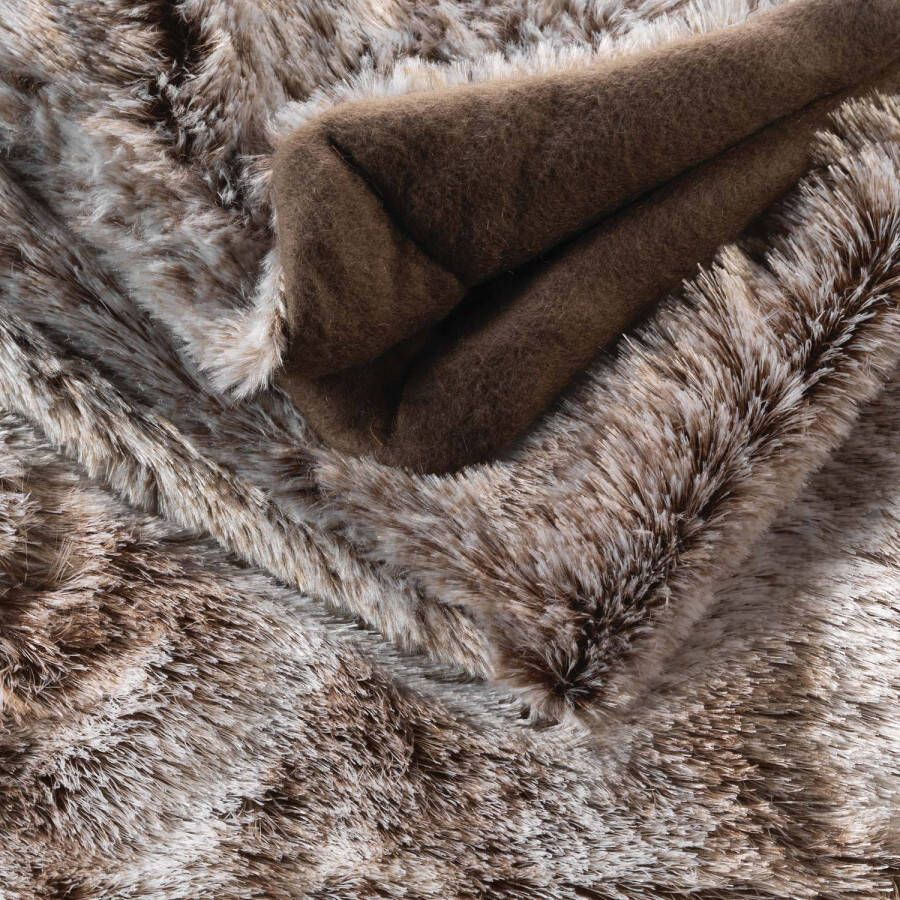 Wicotex Plaid-dekens- Grand Foulard Bank Antartic 180x220cm Choco Fleece deken Hoog polig Plaidfleece