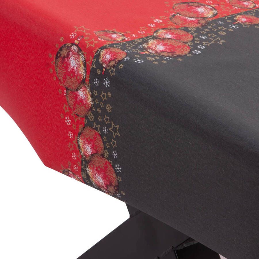 Wicotex Tafellaken-Tafelkleed- Christmas 140x240cm Kleuren zwart rood- Afneembaar-afwasbaar