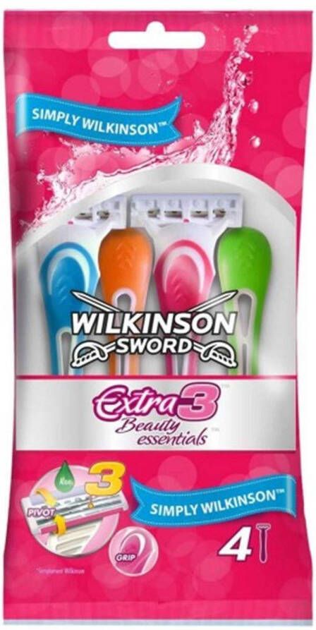 Wilkinson Extra3 Beauty Essentials wegwerpscheermesjes voor vrouwen 4pc