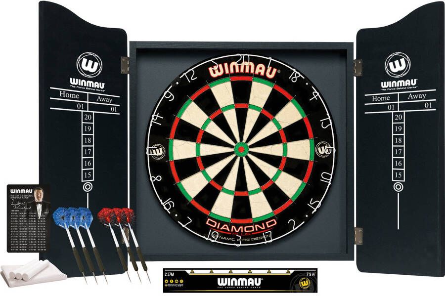 Winmau Pro Diamond Dartset kabinet dartbord en 2 dartpijlen