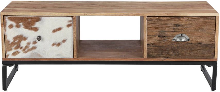 WOMO-Design TV-dressoir met 2 laden 110x50x40 cm acacia en drempelhout met metalen poten
