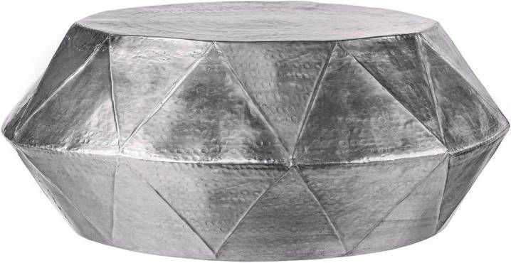 WOMO-Design salontafel Ø 73x28 5 cm zilver gemaakt van gehamerd aluminium legering