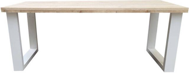 Wood4you Eettafel New England Industrial Wood Hout 190 90 cm 190 90 cm Wit Eettafels