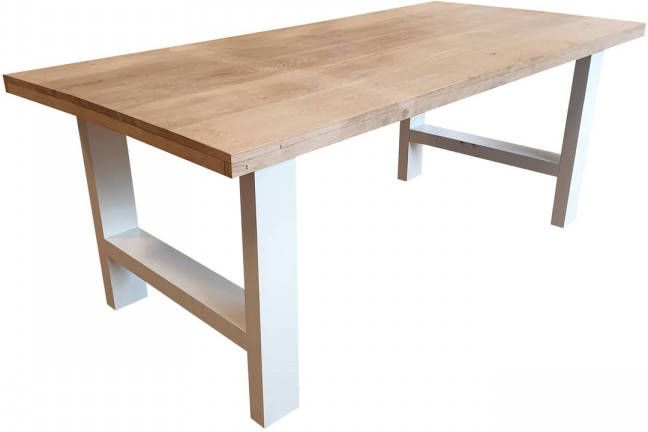 Wood4you Eettafel Seattle Eikenhout Wit 220 90 cm 220 90 cm Eettafels