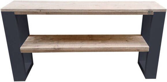 Wood4you Side table New Orleans industrial wood Antraciet Eettafels 180 cm Bijzettafel