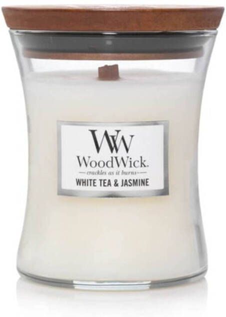 Woodwick Geurkaars Medium White Tea & Jasmine 11 cm ø 10 cm